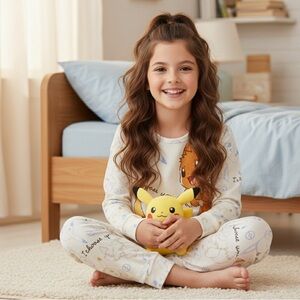 Girls' Pokémon Snug Fit Pajama Set – Pikachu & Eevee Long Sleeve 2pc